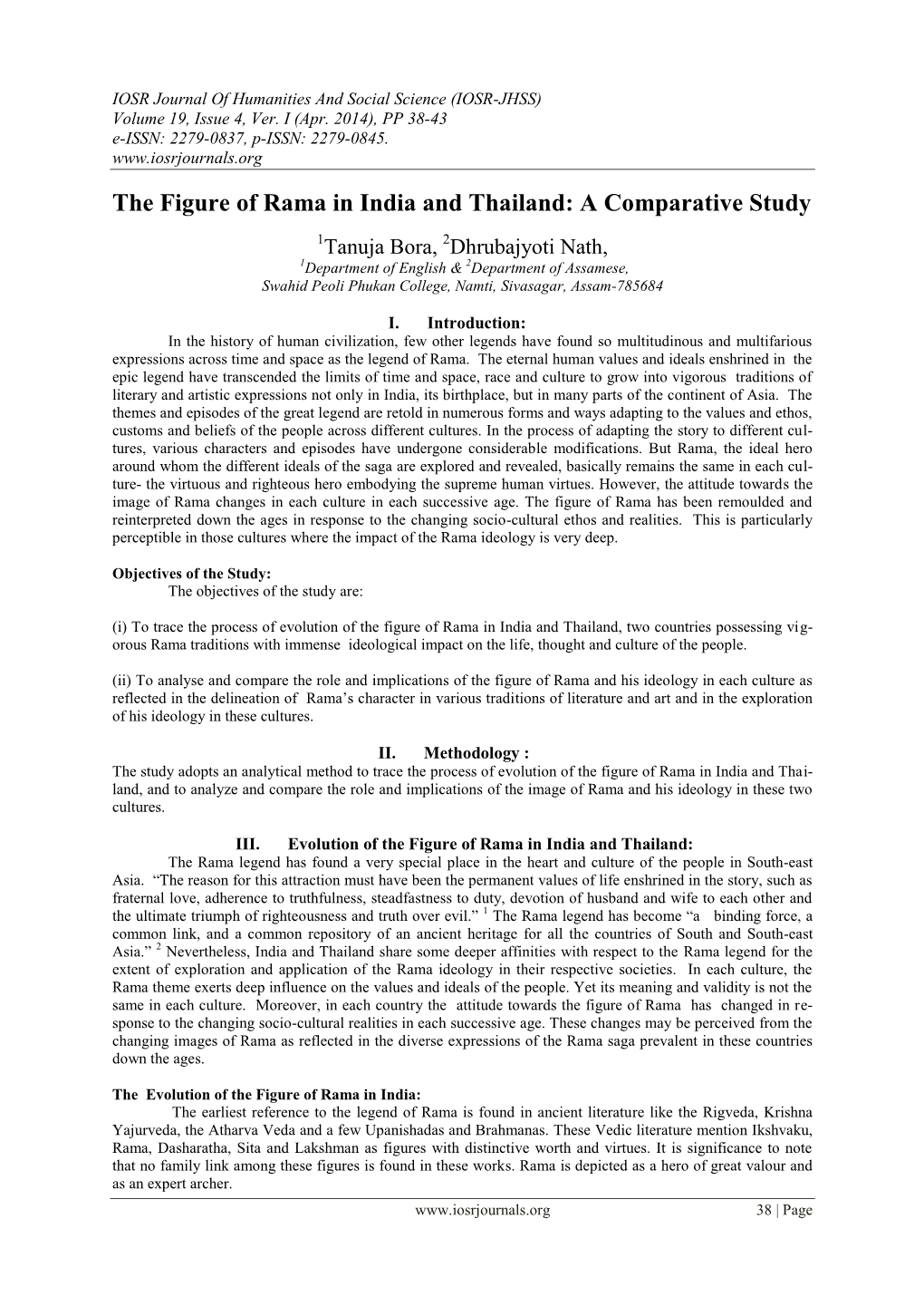 The Figure of Rama in India and Thailand: a Comparative Study