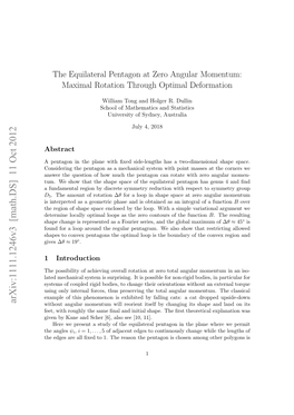 The Equilateral Pentagon at Zero Angular Momentum: Maximal Rotation Through Optimal Deformation