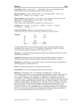 Rheniite Res2 - Crystal Data: Triclinic