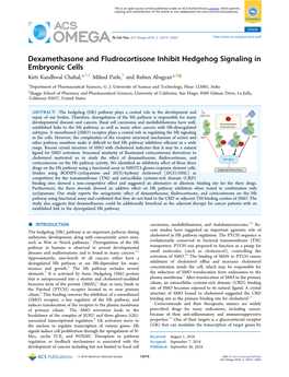 Dexamethasone and Fludrocortisone Inhibit Hedgehog Signaling In