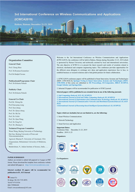 3Rd International Conference on Wireless Communications and Applications (ICWCA2019)