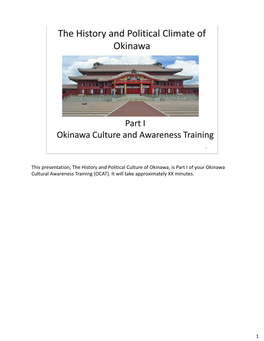 Part 1 Okinawa Culture and Awareness Training