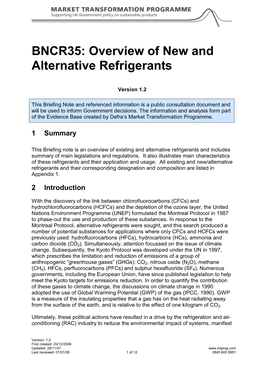 Overview of New and Alternative Refrigerants