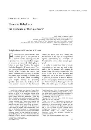 Elam and Babylonia: the Evidence of the Calendars*