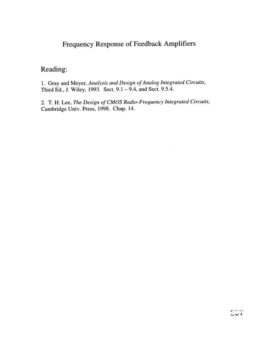 Frequency Response, Stability and Compensation