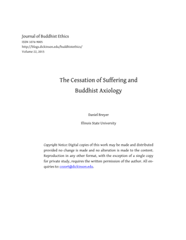 The Cessation of Suffering and Buddhist Axiology