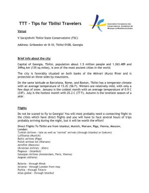 TTT - Tips for Tbilisi Travelers