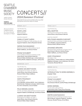 CONCERTS// JAMES EHNES 2014 Summer Festival Artistic Director Illsley Ball Nordstrom Recital Hall at Benaroya Hall