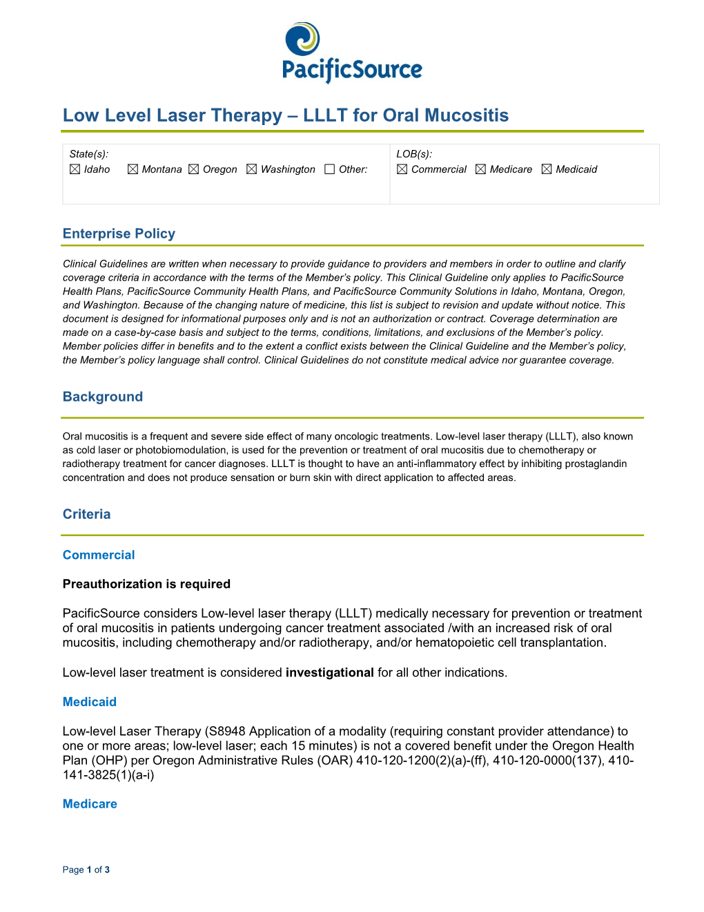 Low Level Laser Therapy – LLLT for Oral Mucositis