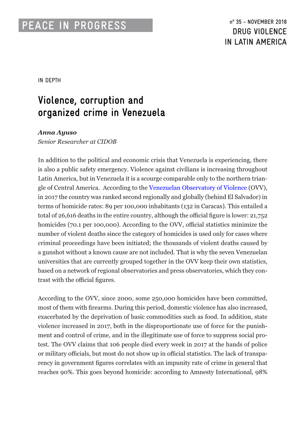 Violence, Corruption and Organized Crime in Venezuela