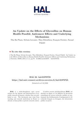 An Update on the Effects of Glyceollins on Human Health