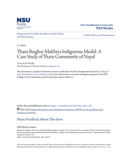 A Case Study of Tharu Community of Nepal Narayan B