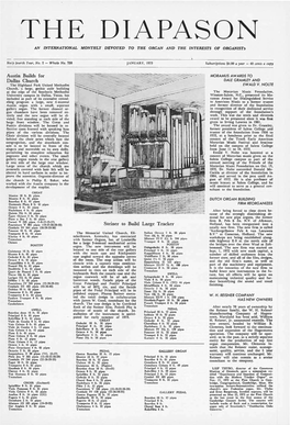 The Diapason an International Monthly Devoted to the Organ and the Interests of Organist:;