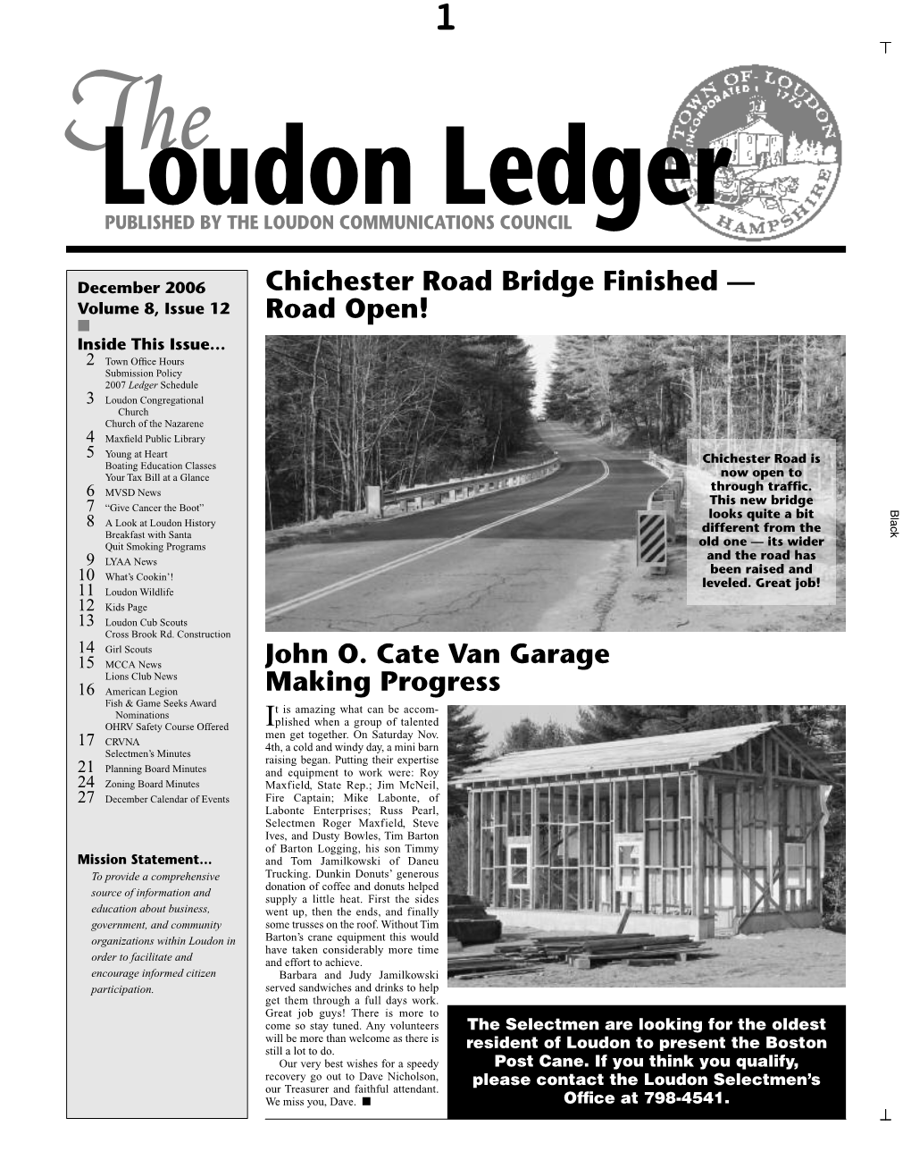December American Legion F CRVNA Minutes Selectmen’S Loudon Wildlife Kids Page Loudon Cub Scouts Cross Brook Rd
