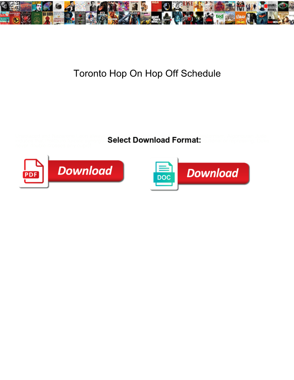 Toronto Hop on Hop Off Schedule