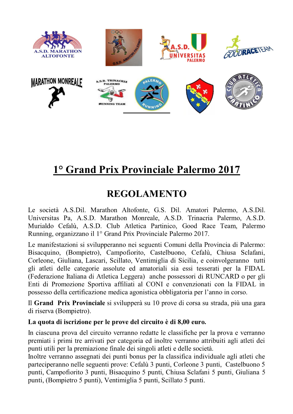 1° Grand Prix Provinciale Palermo 2017