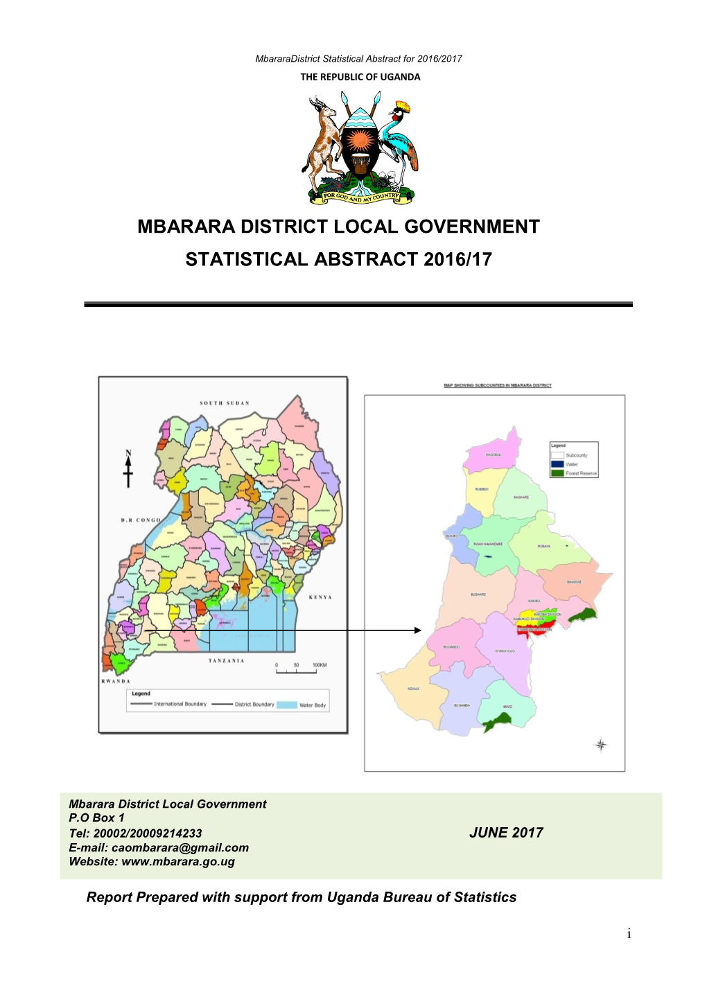 Mbarara District Local Government Statistical Abstract 2016/17