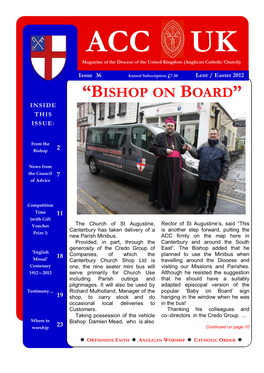 “Bishop on Board” Inside This Issue