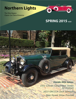 1931 Lincoln Convertible Sedan by Dietrich 2015 ORCCCA Tech Seminar Stan Hywet Show Preview Board of Managers, Ohio Region Club News & Calendar