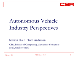 Autonomous Vehicle Industry Perspectives
