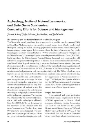 Archeology, National Natural Landmarks, and State Game Sanctuaries: Combining Efforts for Science and Management