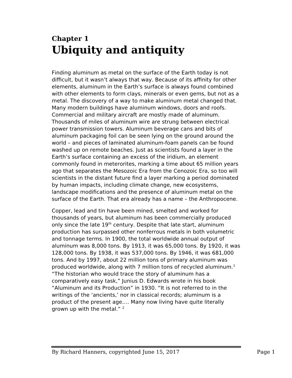 Chapter 1 – Ubiquity and Antiquity