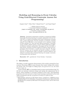 Modeling and Reasoning in Event Calculus Using Goal-Directed Constraint Answer Set Programming?