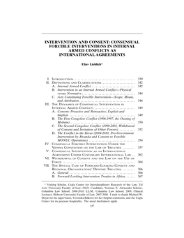 Consensual Forcible Interventions in Internal Armed Conflicts As International Agreements