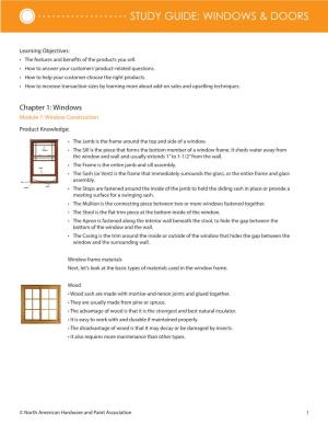 Study Guide: Windows & Doors