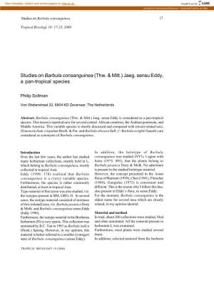 Studies on Barbula Consanguinea 17