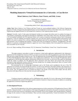 Modeling Immersive Virtual Environments for a University: a Case Review