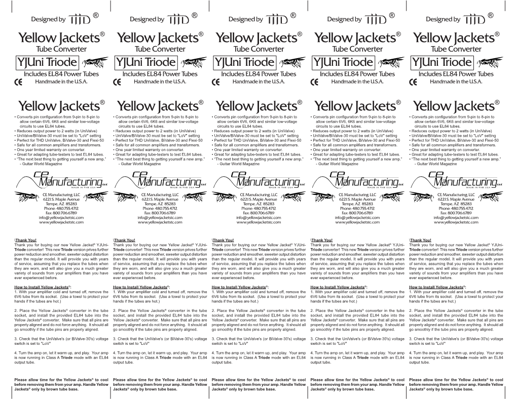 Yjuni-Triode Instruction Sheet