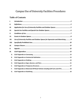 Campus Use of University Facilities Procedures