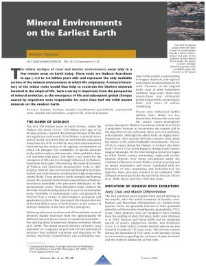 Mineral Environments on the Earliest Earth
