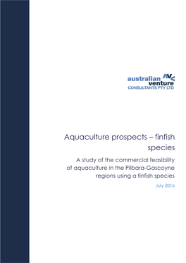 Aquaculture Prospects – Finfish Species