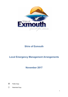 Shire of Exmouth Local Emergency Management Arrangements