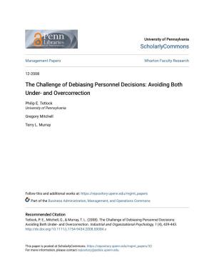 The Challenge of Debiasing Personnel Decisions: Avoiding Both Under- and Overcorrection