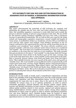 Site Suitability for Yam, Rice and Cotton Production in Adamawa State of Nigeria: a Geographic Information System (Gis) Approach