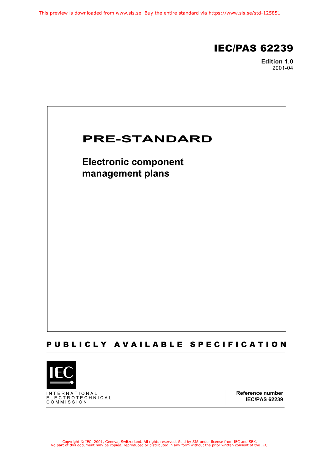 PRE-STANDARD Electronic Component Management Plans IEC