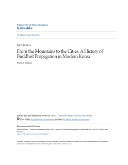 A History of Buddhist Propagation in Modern Korea Mark A
