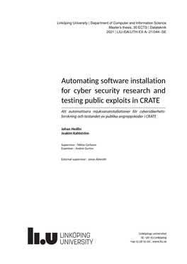 Automating Software Installation for Cyber Security Research and Testing