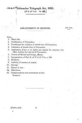 Submarine Telegraph Act, 1885. [48 & 49 Vict