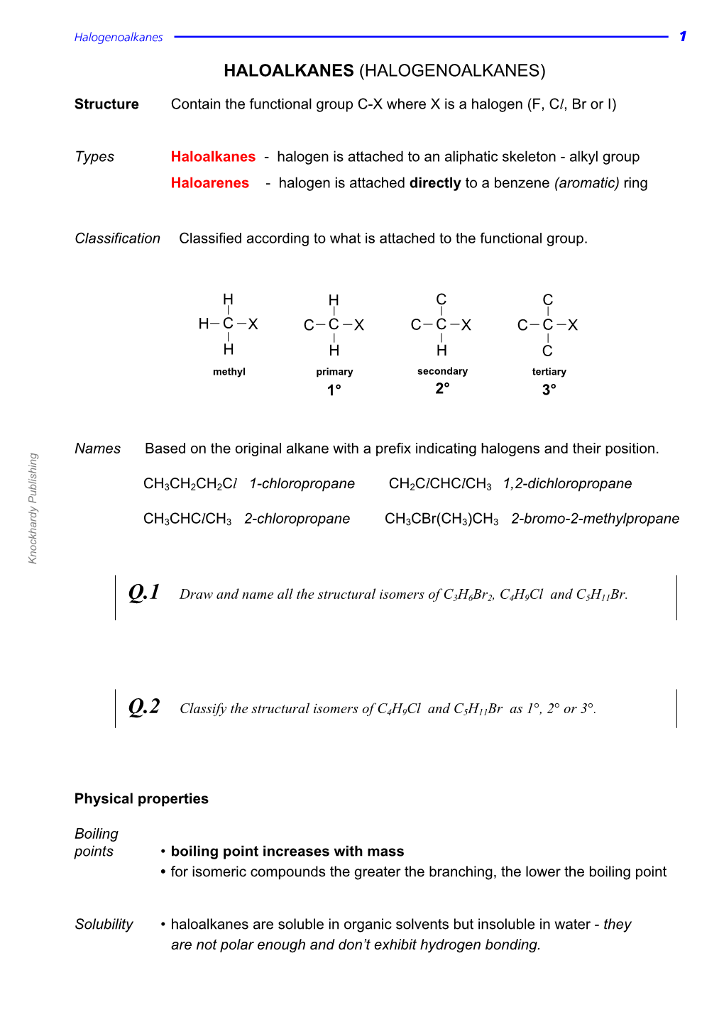 Haloalkanes (Halogenoalkanes)