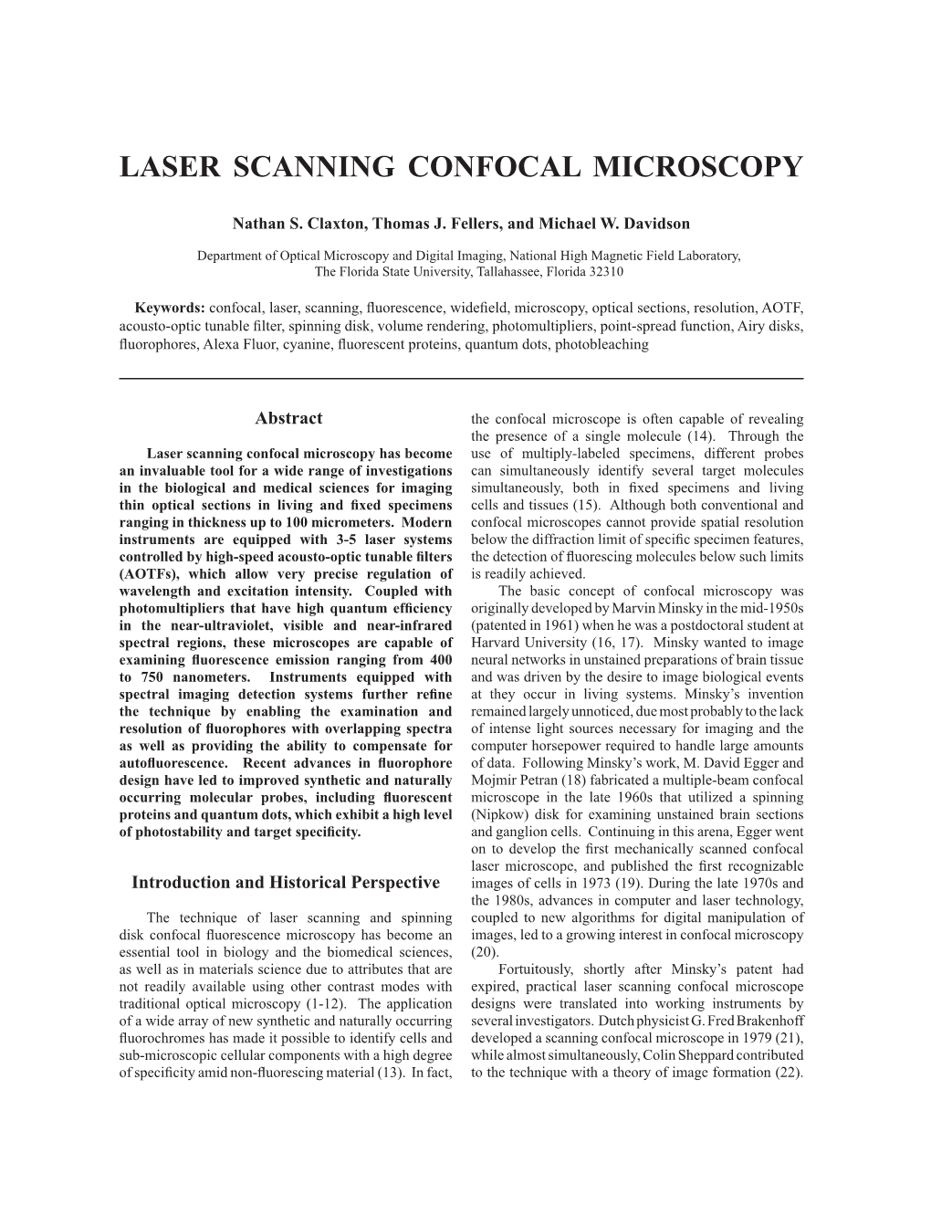 Laser Scanning Confocal Microscopy