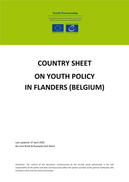 Country Sheet on Youth Policy in Flanders (Belgium)