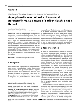 Asymptomatic Mediastinal Extra-Adrenal Paraganglioma As a Cause of Sudden Death: a Case Report Paragangliomas