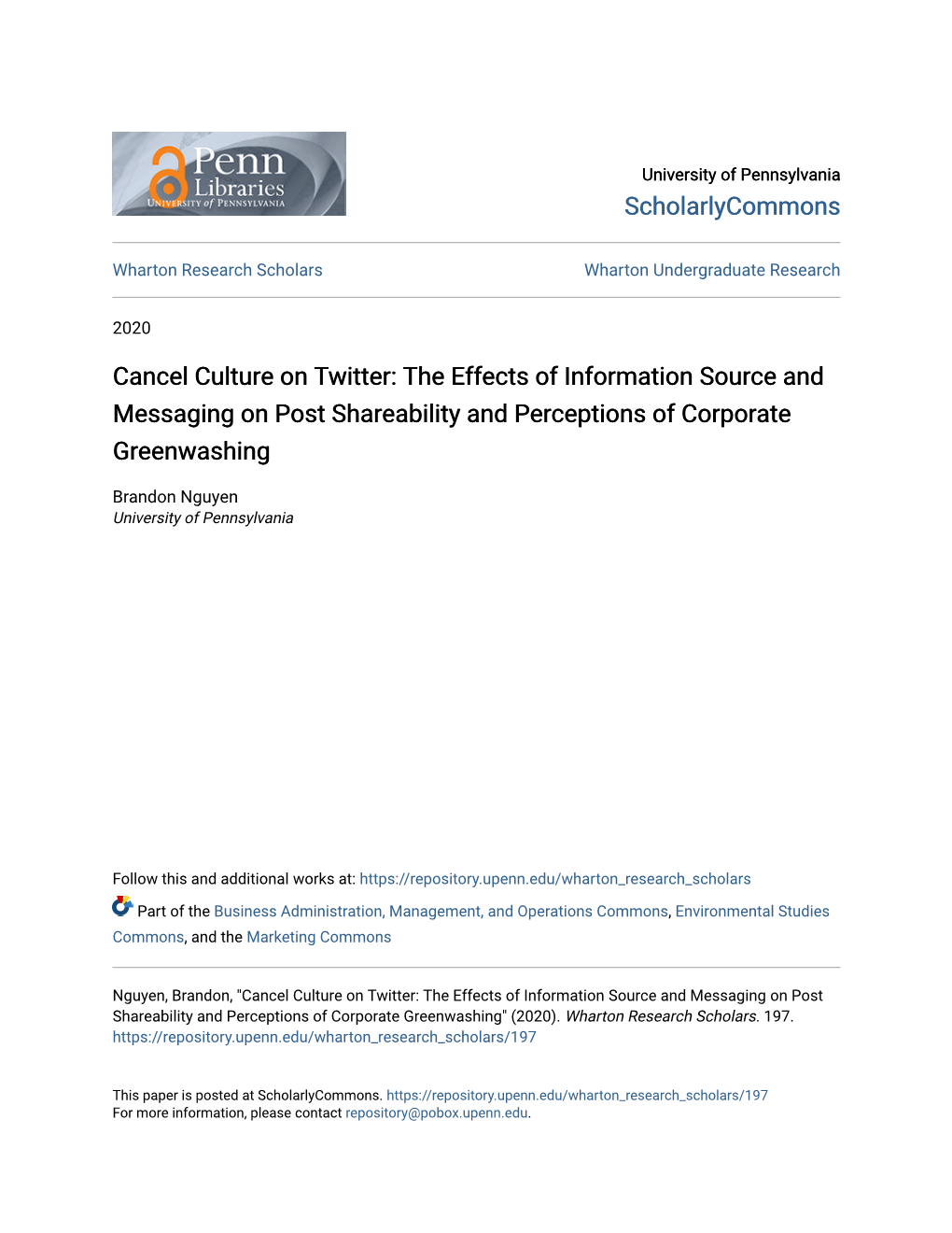 Cancel Culture on Twitter: the Effects of Information Source and Messaging on Post Shareability and Perceptions of Corporate Greenwashing