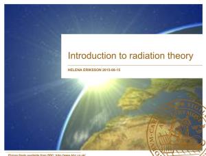 Introduction to Radiation Theory