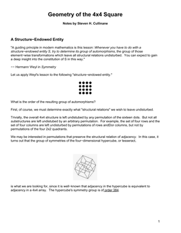 Geometry of the 4X4 Square