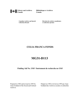 CELIA FRANCA FONDS MG31-D113 Container File File Title Date